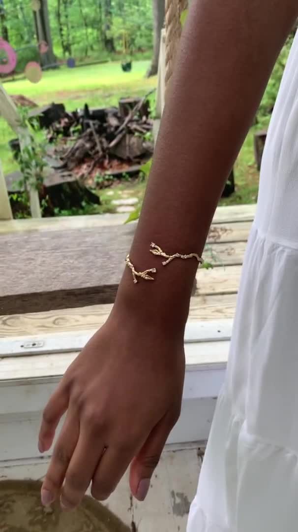 素朴なクリスタルのブランチブレスレット、ブライダルジュエリー、花嫁